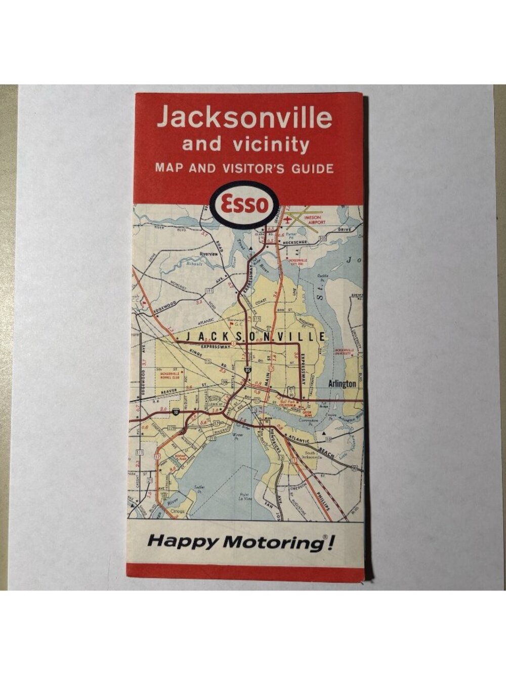 Vintage Esso Humble Oil Gas Jacksonville Florida US Tour Travel Road Map 1965